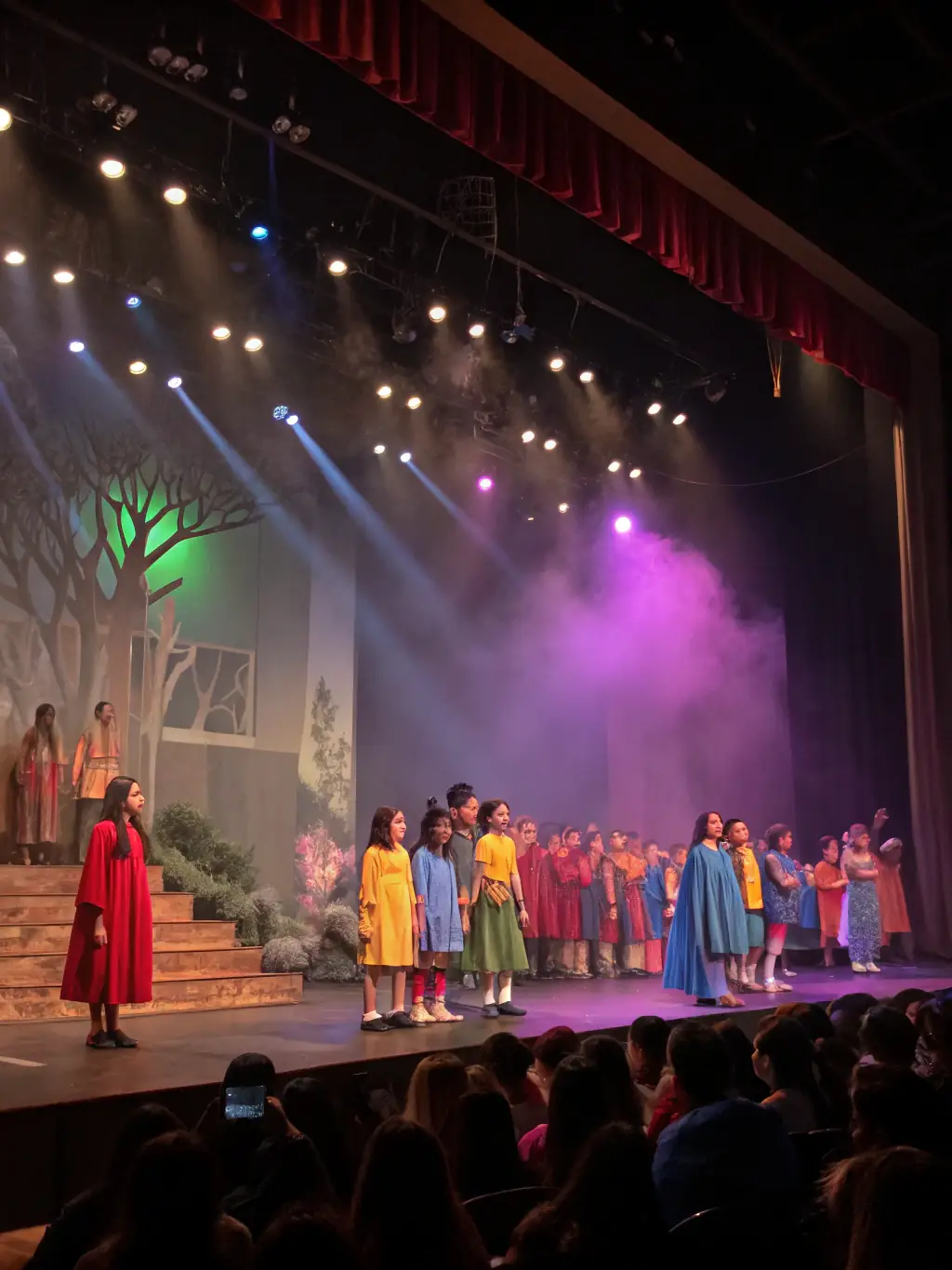 An image showing children participating in a theater production organized by ASSOCIATION AMAVADA, highlighting the organization's commitment to youth engagement.